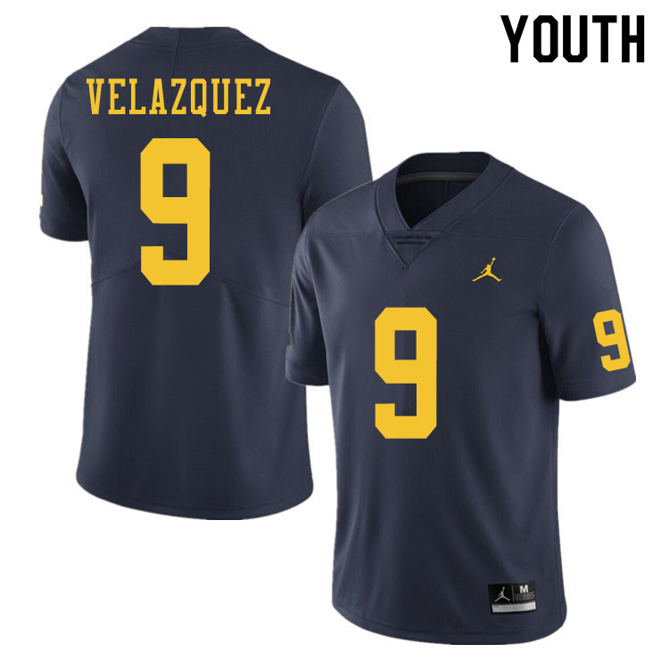 Youth #9 Joey Velazquez Michigan Wolverines College Football Jerseys Sale-Navy